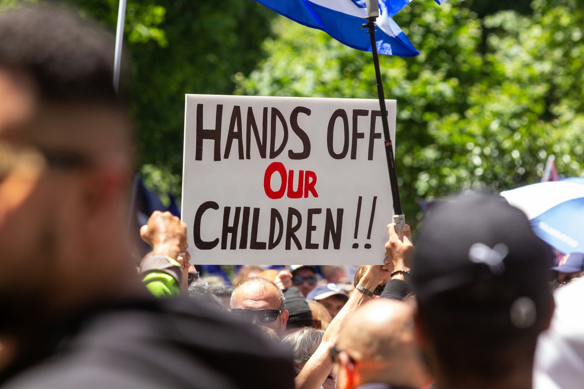 Protester holding a sign
